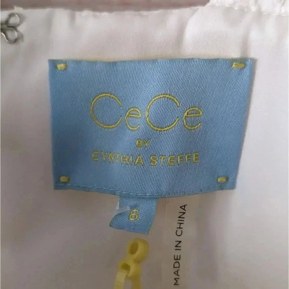 CeCe By Cynthia Steffe Size 6 Lily White Eyelet Dress Peplum Lined Knee Length - Picture 4 of 13